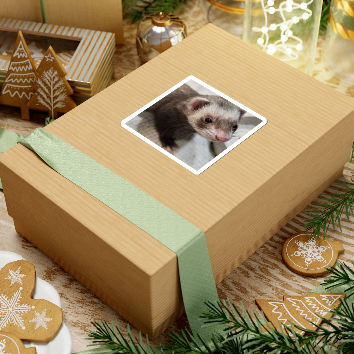 Cute Ferret Kiss-Cut Stickers for Animal Lovers, Ferret Enthusiasts, Laptop Decor, Gift Ideas, Pet Owner Stickers