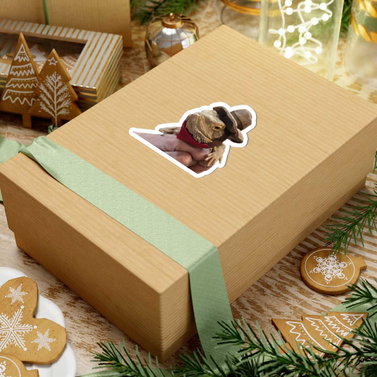 Bearded Dragon Cowboy Kiss-Cut Stickers, Fun Laptop Decals, Pet Lover Gifts, Unique Home Decor, Animal Stickers