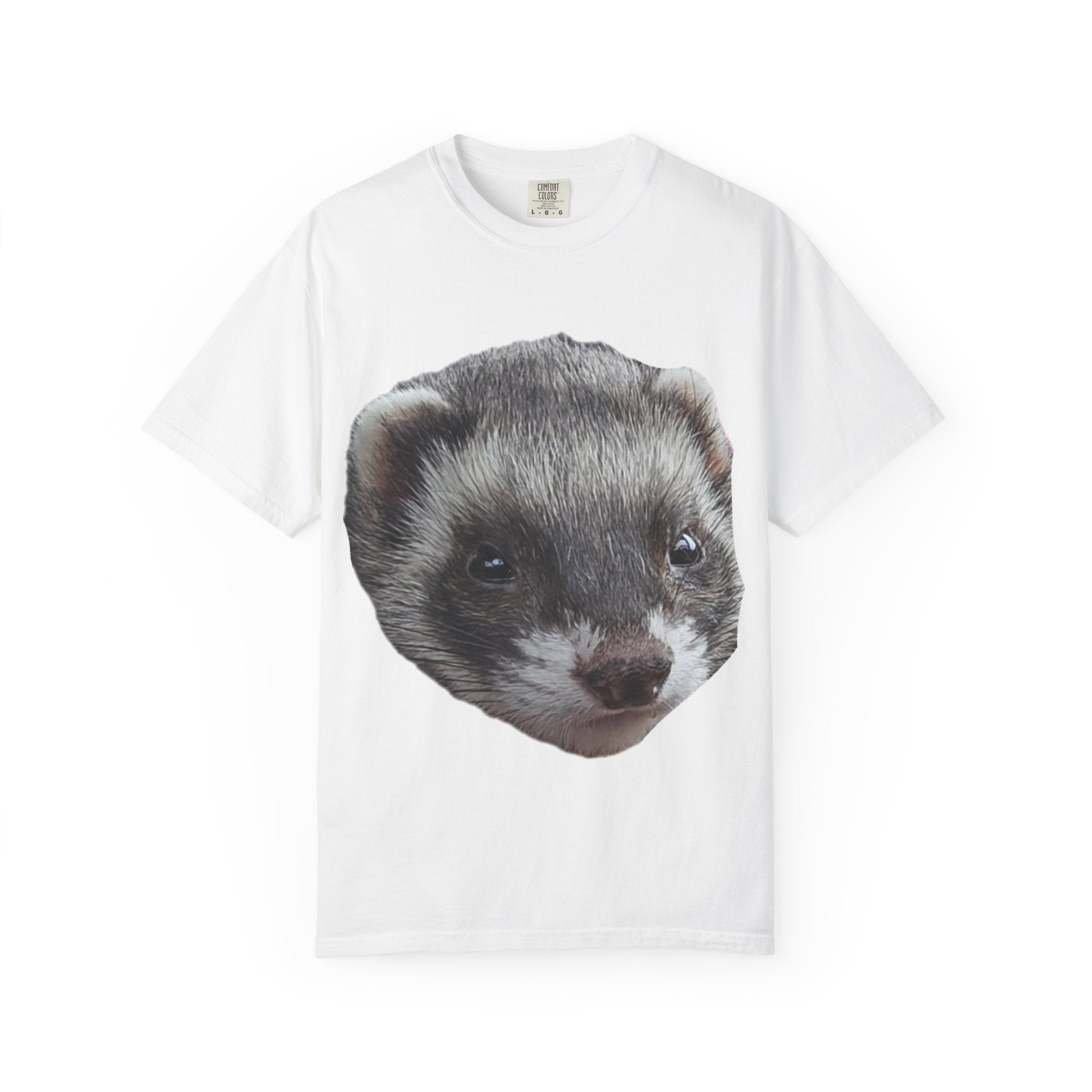 Funky Animal Face T-Shirt, Cute Ferret Tee, Unisex Garment-Dyed Shirt, Animal Lovers Gift, Casual Wear, Unique Graphic Tee